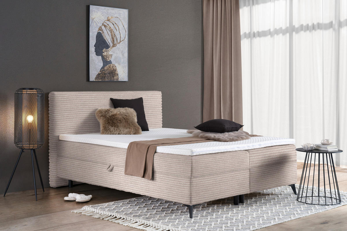 BOXBETT 180/200 cm  in Hellrosa  - Hellrosa/Schwarz, Design, Holz/Holzwerkstoff (180/200cm) - Xora