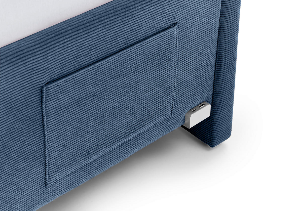 POLSTERLIEGE in Cord Blau  - Blau/Eichefarben, Konventionell, Holz/Textil (140/200cm) - Stylife