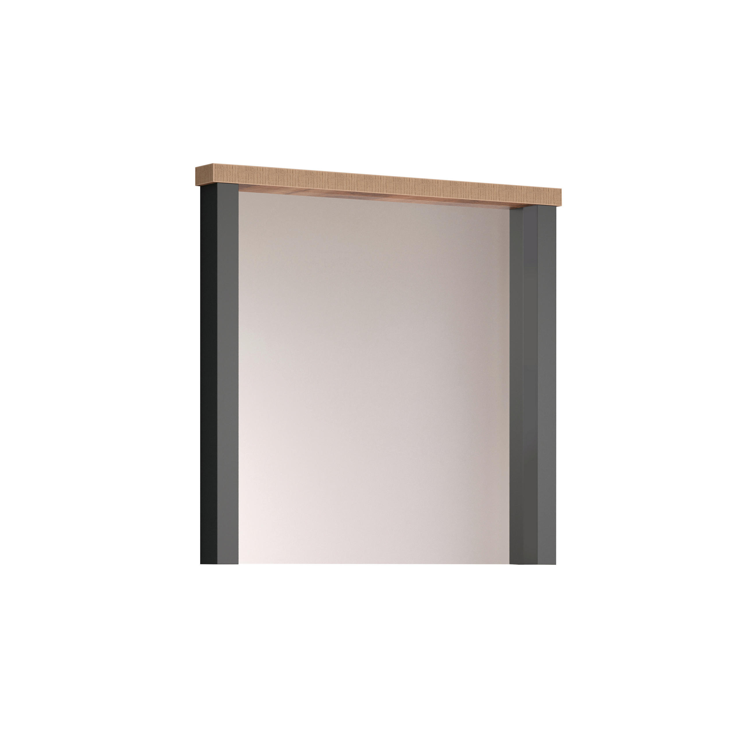 NÁSTĚNNÉ ZRCADLO, 73/69/7 cm,  - černá/přírodní barvy, Basics, kompozitní dřevo/sklo (73/69/7cm) - MID.YOU