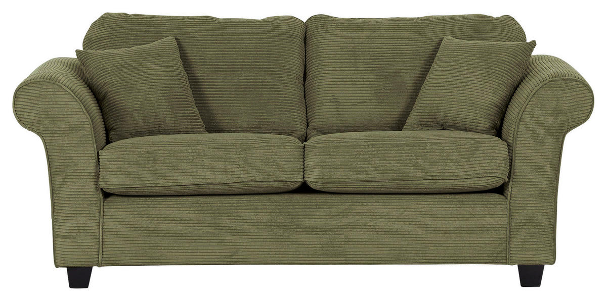 2-SITZER-SOFA in Cord Dunkelgrün  - Dunkelgrün/Dunkelbraun, KONVENTIONELL, Holz/Textil (190/70/90cm) - home24