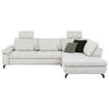 ECKSOFA in Cord, Velours Ecru  - Ecru/Schwarz, Design, Textil/Metall (291/197cm) - Beldomo Style