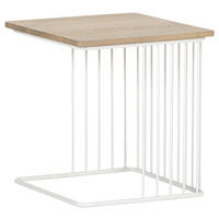 ODKLÁDACÍ STOLEK, dub, přírodní barvy, bílá, barvy dubu - bílá/barvy dubu, Design, kov/dřevo (43/43/45cm) - Landscape