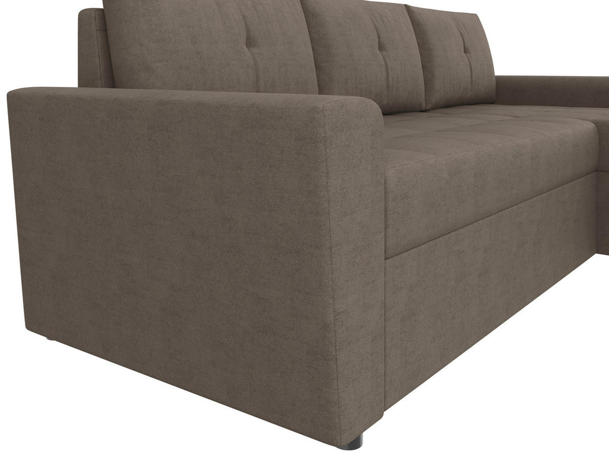 ECKSOFA TERMOLI in Jacquard Taupe  231/155 cm  - Taupe/Schwarz, Design, Kunststoff/Textil (231/155cm) - MID.YOU