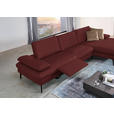 ECKSOFA in Echtleder Rot  - Rot/Schwarz, Design, Leder/Metall (325/157cm) - Dieter Knoll