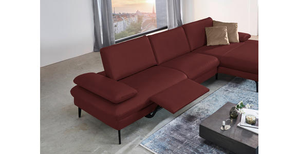 ECKSOFA in Echtleder Rot  - Rot/Schwarz, Design, Leder/Metall (325/157cm) - Dieter Knoll