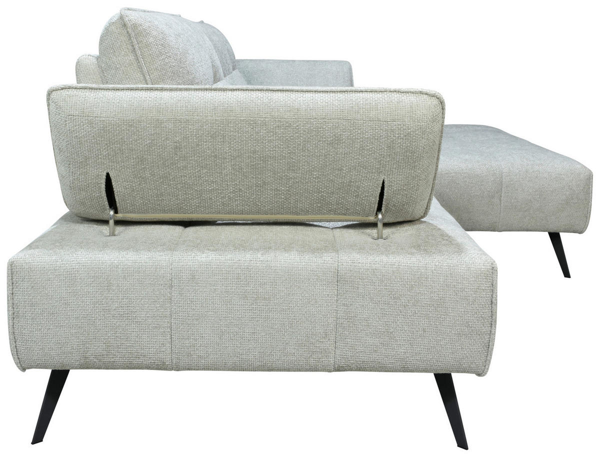 ECKSOFA Ottomane rechts  Greige Chenille  - Greige/Schwarz, Design, Textil/Metall (284/188cm) - Stylife
