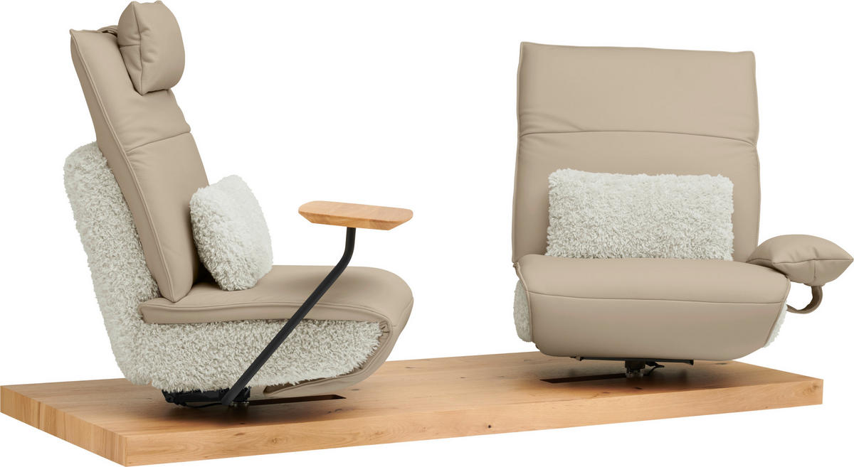 2-SITZER-SOFA  in Hochflor Echtleder Creme, Beige  - Beige/Creme, Design, Leder/Holz (240/65/104cm) - Koinor