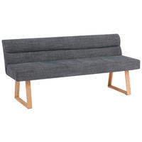 SITZBANK 180/82/61 cm Leinenoptik Eichefarben, Dunkelgrau Eiche massiv  - Eichefarben/Dunkelgrau, MODERN, Holz/Textil (180/82/61cm) - Livetastic