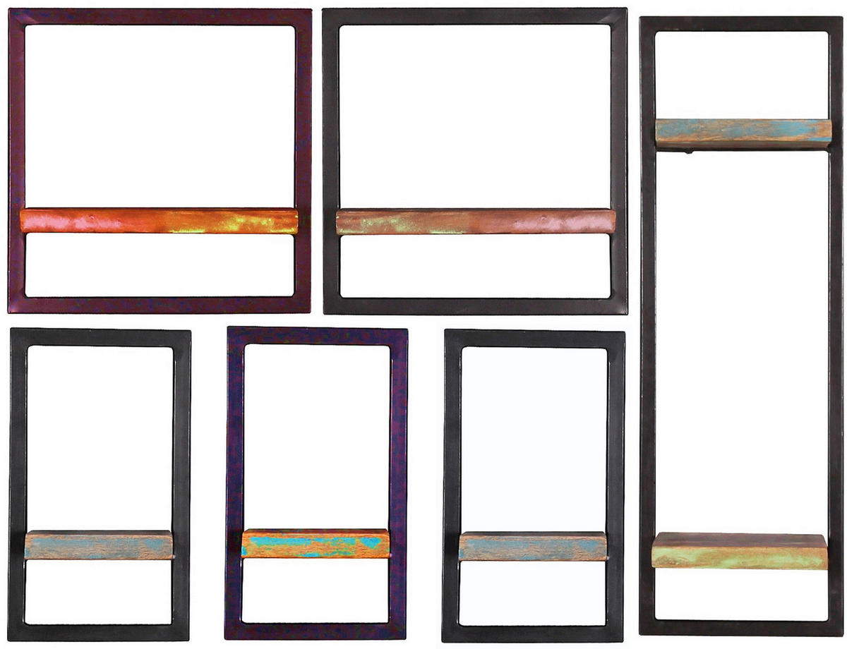 WANDREGAL 35/35/25 cm  - Multicolor/Schwarz, Design, Holz/Metall (35/35/25cm) - MID.YOU