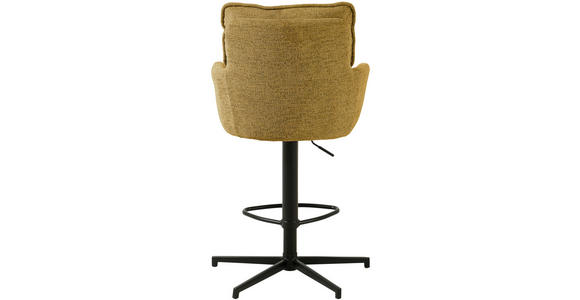 BARHOCKER Leinenoptik Gelb, Schwarz Eisen Sitzfläche 360° drehbar, Stoffauswahl - Taupe/Gelb, Design, Textil/Metall (58/103-123/61cm) - Novel