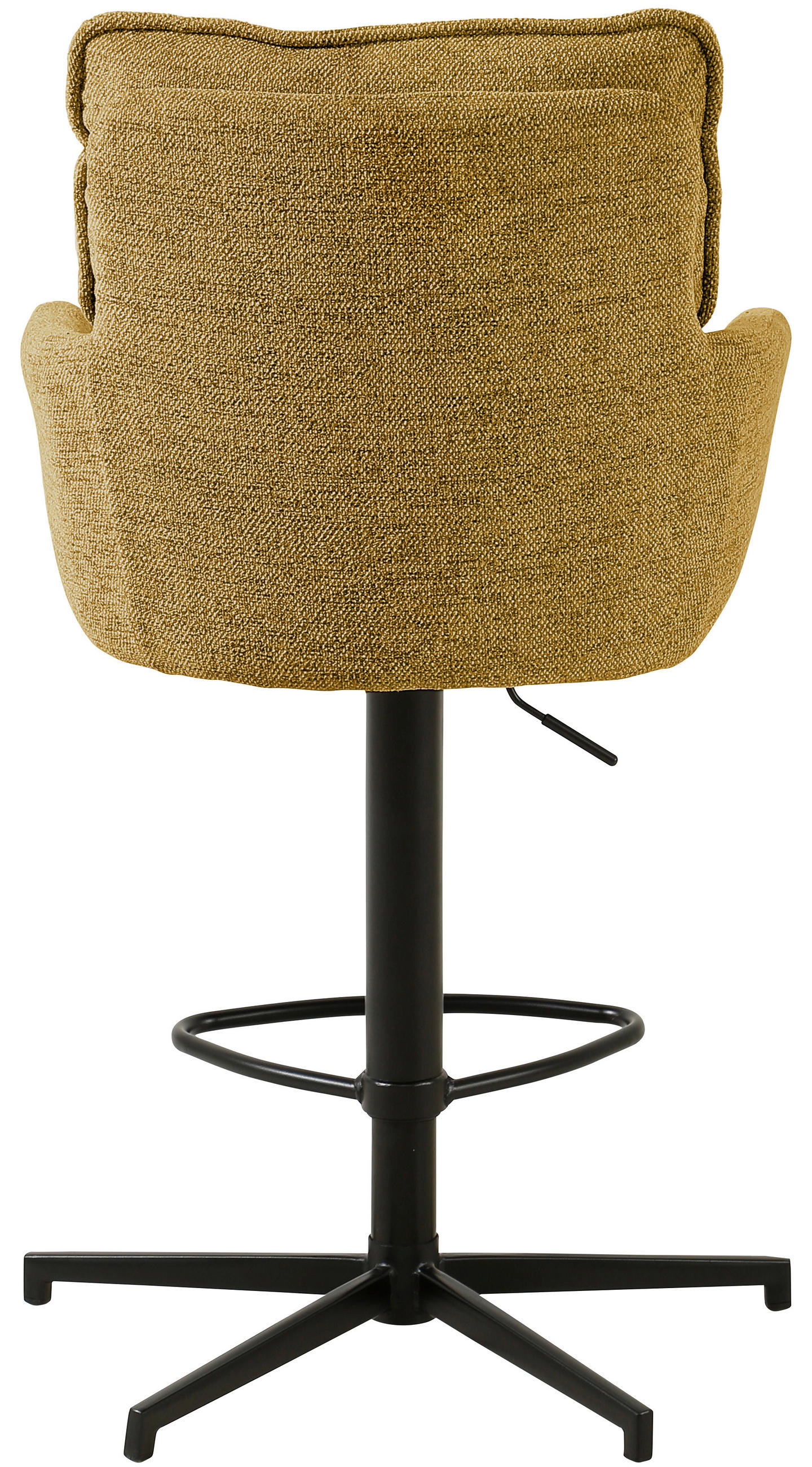 BARHOCKER Leinenoptik Gelb, Schwarz Eisen Sitzfläche 360° drehbar, Stoffauswahl  - Taupe/Gelb, Design, Textil/Metall (58/103-123/61cm) - Novel