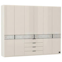 DREHTÜRENSCHRANK 300/236/58 cm,  in Champagner, 6-türig  - Champagner/Schwarz, Design, Glas/Holzwerkstoff (300/236/58cm) - Joop!