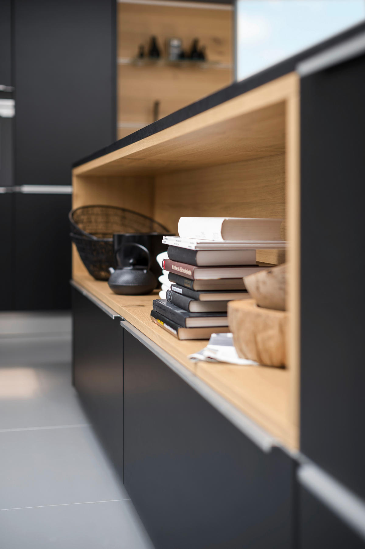 EINBAUKÜCHE SOFT LACK  - Eichefarben/Schwarz, Design, Holzwerkstoff - Nolte Küchen