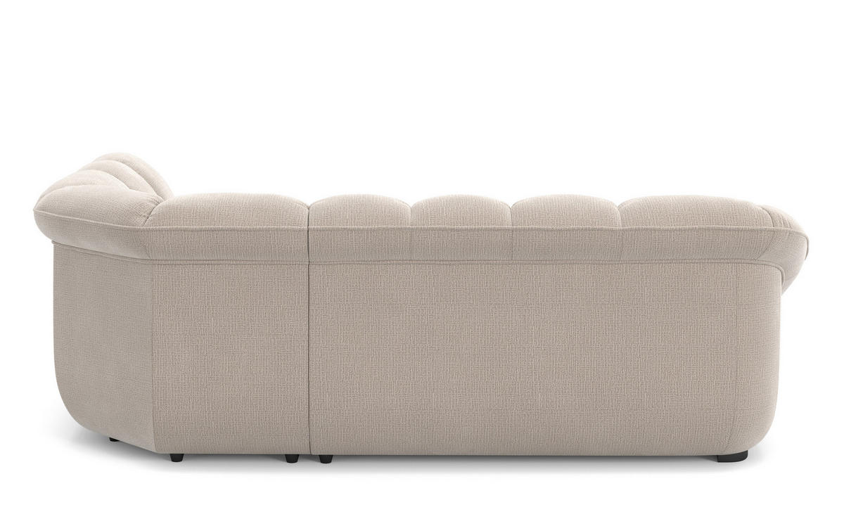 ECKSOFA Naturfarben Chenille Bettkasten, Schlaffunktion, Rücken echt  - Schwarz/Naturfarben, KONVENTIONELL, Kunststoff/Textil (260/88/222cm) - Welnova