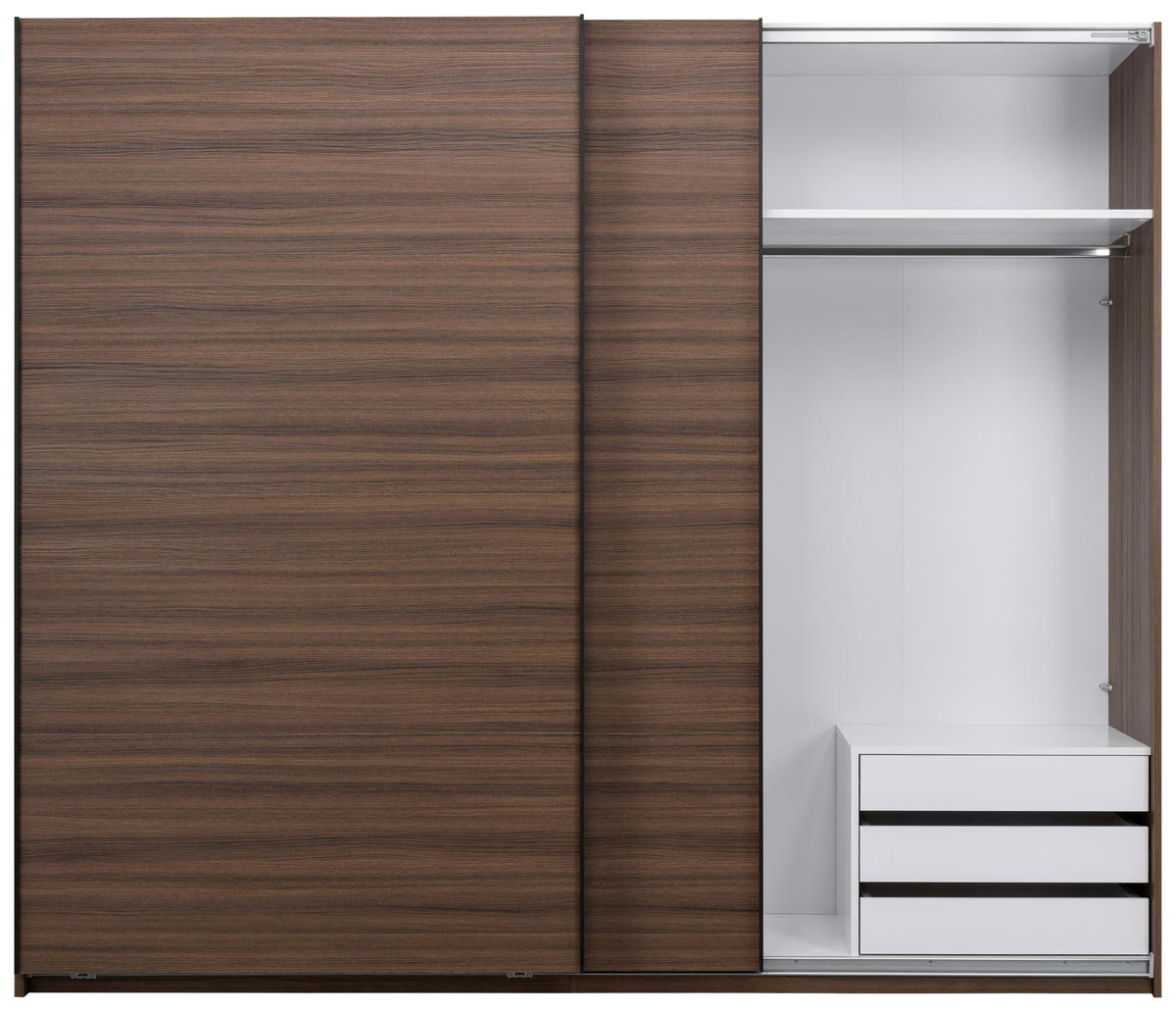 SCHIEBETÜRENSCHRANK 250/211,5/61,5 cm 2-türig Walnussfarben  - Walnussfarben/Schwarz, MODERN, Holzwerkstoff/Metall (250/211,5/61,5cm) - MID.YOU