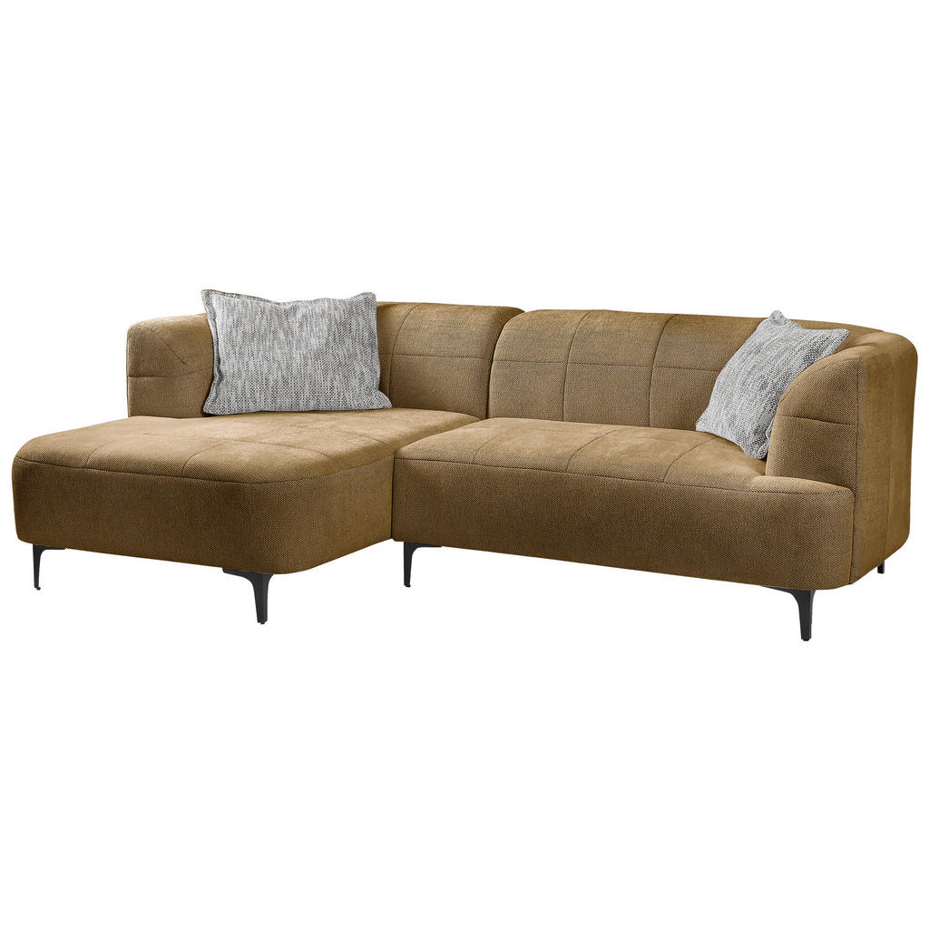 Thumbnail - Mid.you Ecksofa, Gold, Textil, 3-Sitzer, Füllung: Polyurethan (Pur), Ottomane links, L-Form, 247x158 cm, Made in EU, Woh...