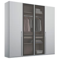 DREHTÜRENSCHRANK 201/223/60 cm,  in Grau, Hellgrau, 4 Tür(en)  - Hellgrau/Grau, Trend, Glas/Holzwerkstoff (201/223/60cm) - Novel