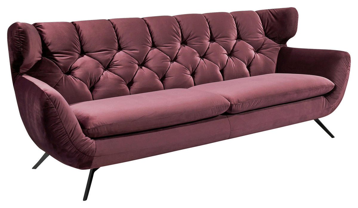 CHESTERFIELD-SOFA Velours Lila  - Chromfarben/Lila, Design, Textil/Metall (200/94/95cm) - Pure Home Lifestyle
