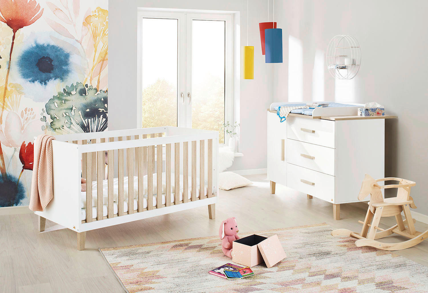 BABYZIMMER LUMI  - Eichefarben/Weiß, Basics, Holzwerkstoff - Pinolino