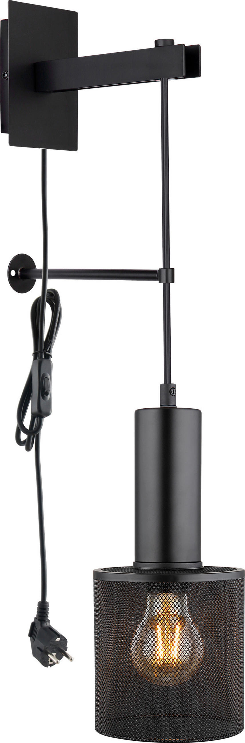 WANDLEUCHTE 12/23/60 cm   - Schwarz, Design, Kunststoff/Metall (12/23/60cm) - Globo