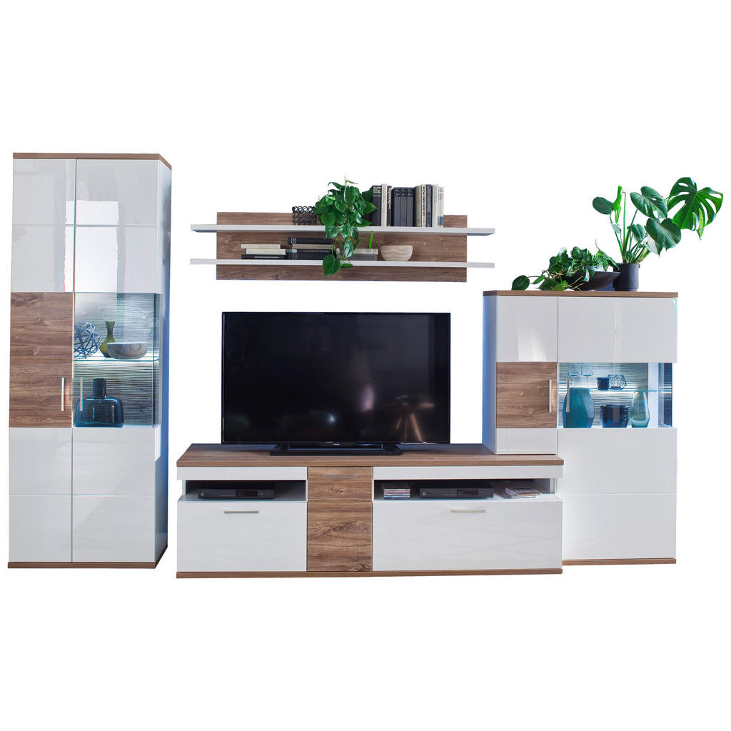 Livetastic OBÝVACÍ STĚNA, bílá, barvy dubu