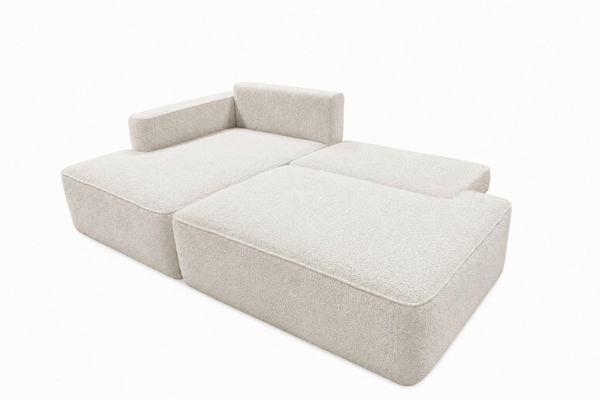 ECKSOFA FREDO Creme Bouclé  - Creme/Schwarz, Design, Kunststoff/Textil (150/233cm) - MID.YOU