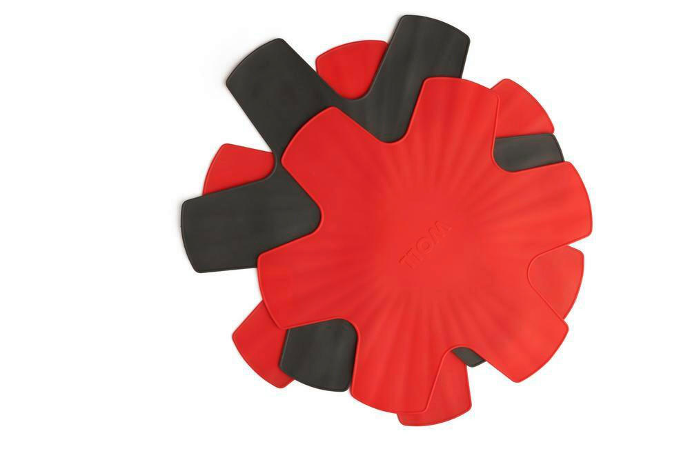 PFANNENSCHUTZ-SET 3-teilig  - Rot/Grau, Basics, Kunststoff (40,4/12,4/4cm) - WOLL