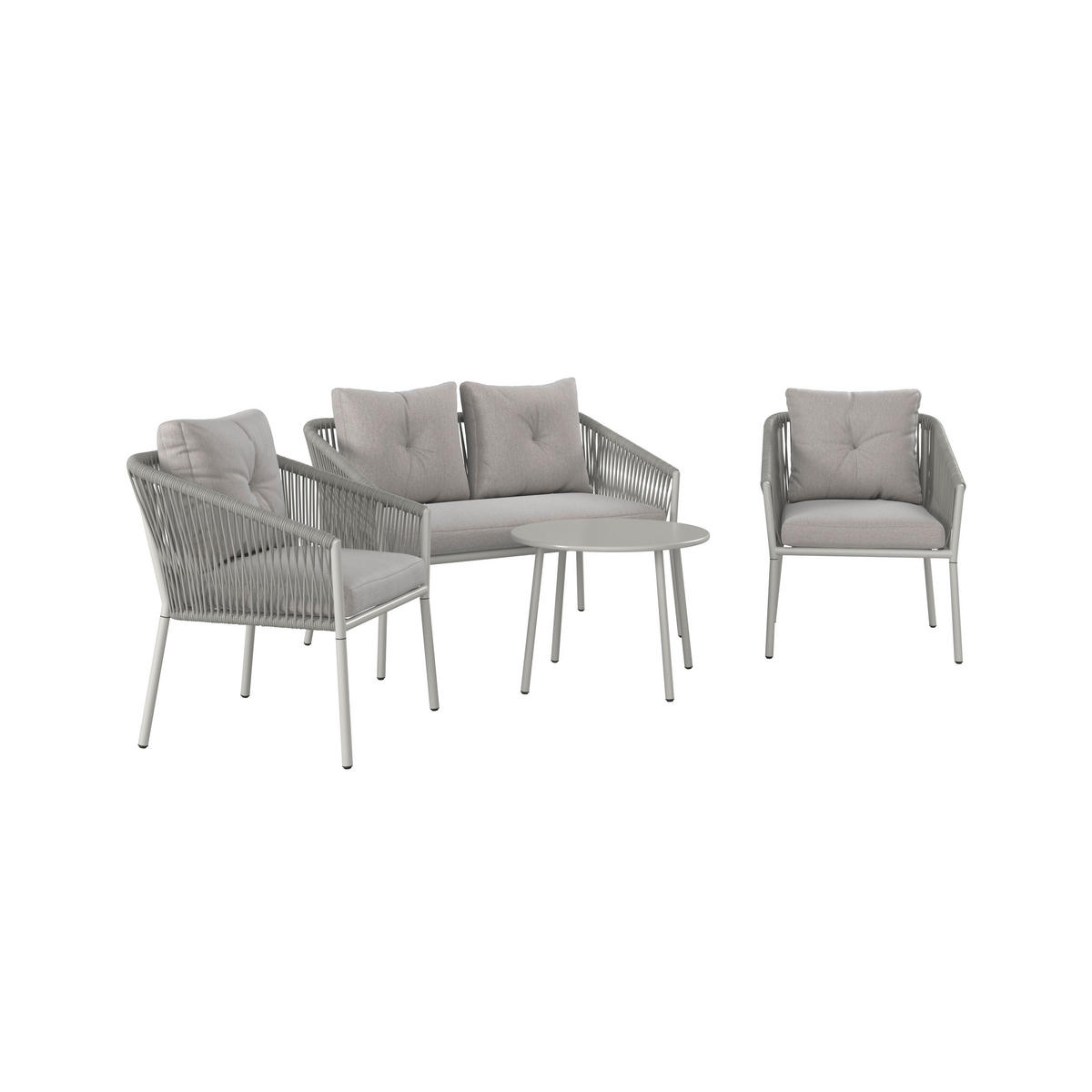 GARTENSET 4-teilig  - Dunkelgrau/Beige, MODERN, Textil/Metall - Ambia Garden
