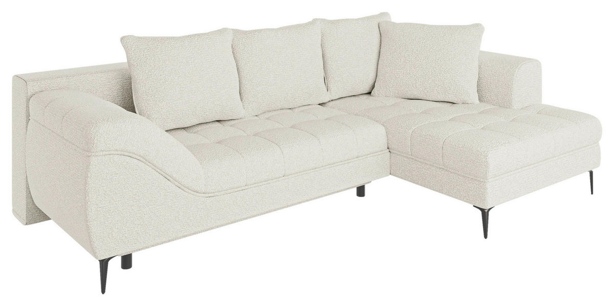 ECKSOFA Creme Struktur, Bouclé  - Creme/Schwarz, Design, Textil (177/276cm) - MID.YOU