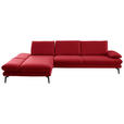 ECKSOFA  in Echtleder Rot  195/308 cm  - Rot/Schwarz, Design, Leder/Metall (195/308cm) - Dieter Knoll