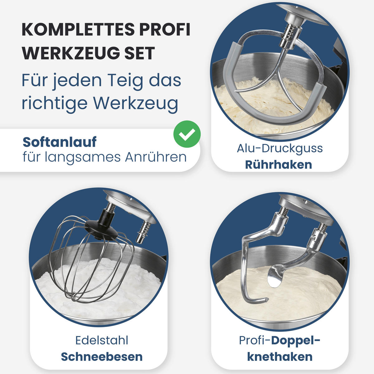 KÜCHENMASCHINE PC-KM 1338  - Edelstahlfarben, Trend, Kunststoff/Metall (45,6/40,6/31,0cm)