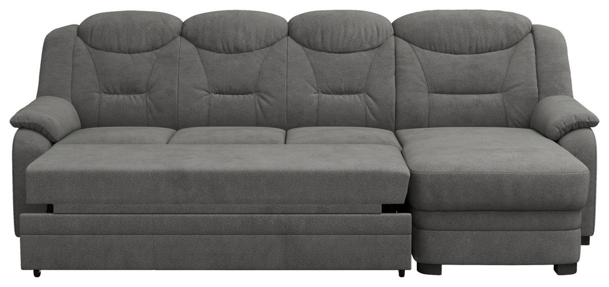 ECKSOFA Anthrazit Chenille  inkl. Rücken echt  - Anthrazit/Schwarz, Basics, Kunststoff/Textil (257/162cm) - MID.YOU