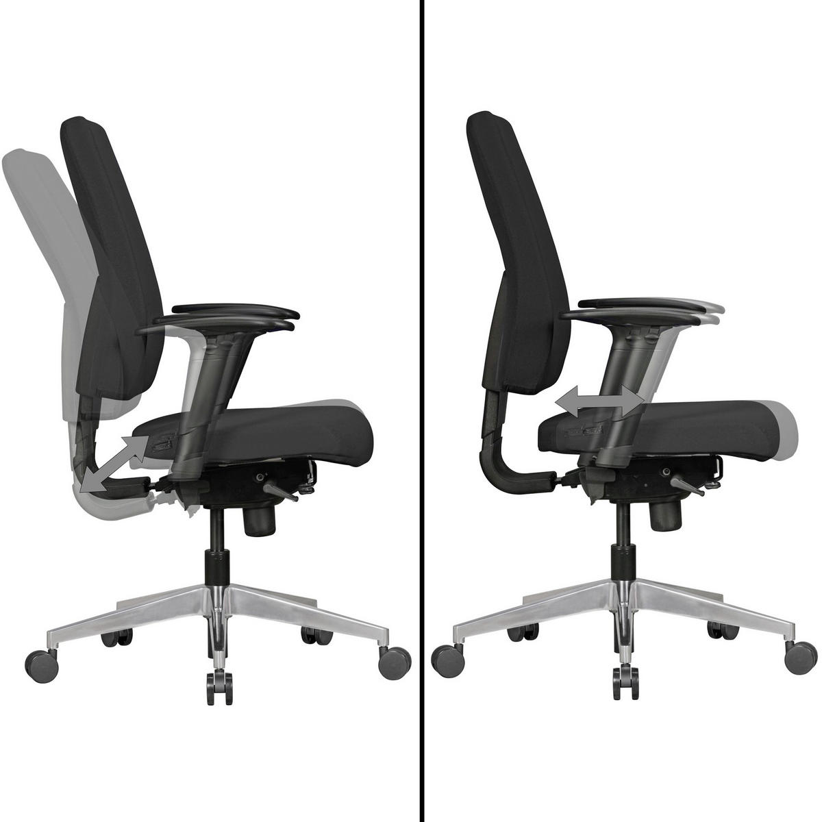 OTOČNÁ ŽIDLE, tkaná látka, černá - černá/barvy hliníku, Moderní, kov/textil (63/119/63cm) - MID.YOU