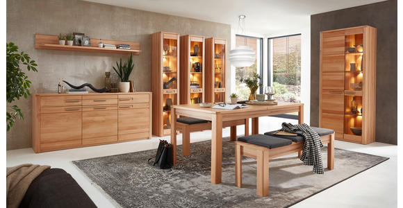 VITRINE in massiv Kernbuche Kernbuche - Edelstahlfarben/Kernbuche, Natur, Glas/Holz (85/203/40cm) - Carryhome