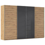 SCHWEBETÜRENSCHRANK 316/235/68 cm 4-türig Schwarz, Eiche Artisan  - Chromfarben/Schwarz, KONVENTIONELL, Glas/Holzwerkstoff (316/235/68cm) - Novel