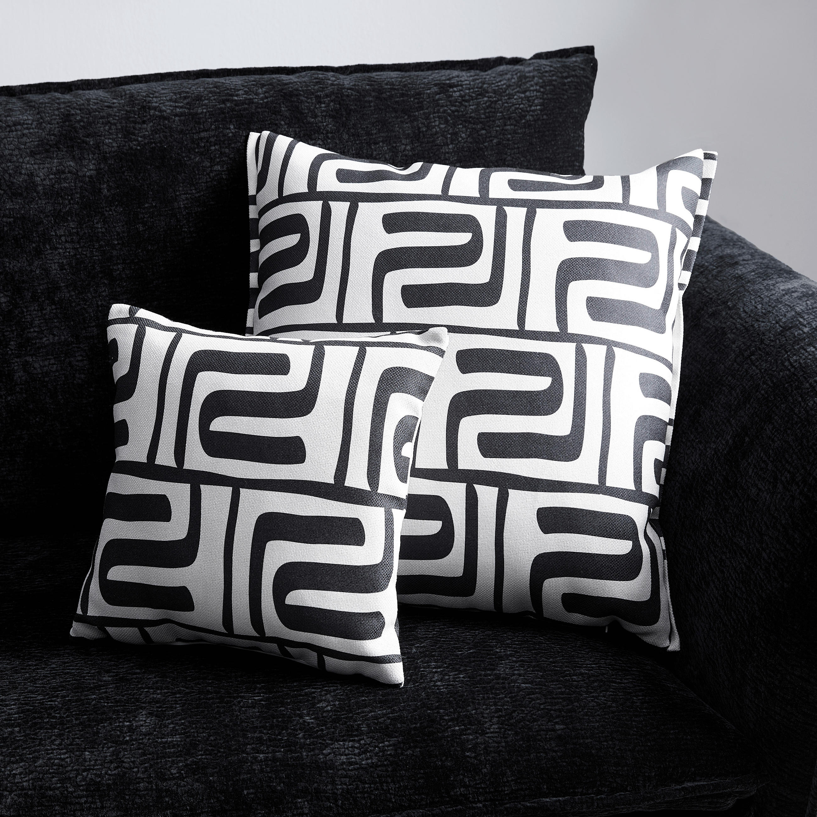 Prydnadskudde Ottawa   40/40/40 cm  - beige/svart, Modern, textil (40/40/40cm) - Premium Living