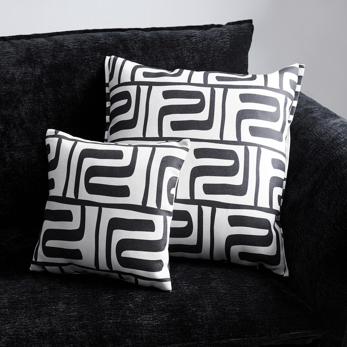 Prydnadskudde Ottawa   40/40/40 cm  - beige/svart, Modern, textil (40/40/40cm) - Premium Living