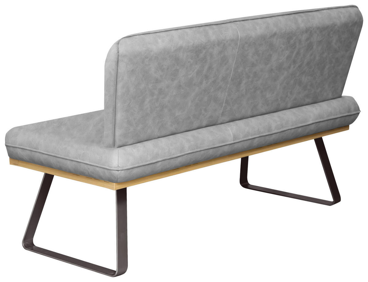 SITZBANK 160/48/90 cm Webstoff Grau  - Schwarz/Grau, MODERN, Textil/Metall (160/48/90cm) - Livetastic
