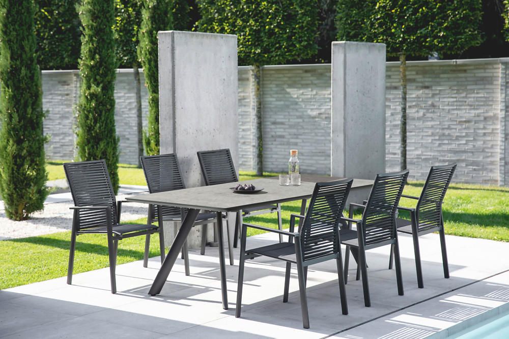 GARTENTISCH Kunststoff Anthrazit, Grau rechteckig  - Anthrazit/Grau, Design, Kunststoff/Metall (200/95/76cm)