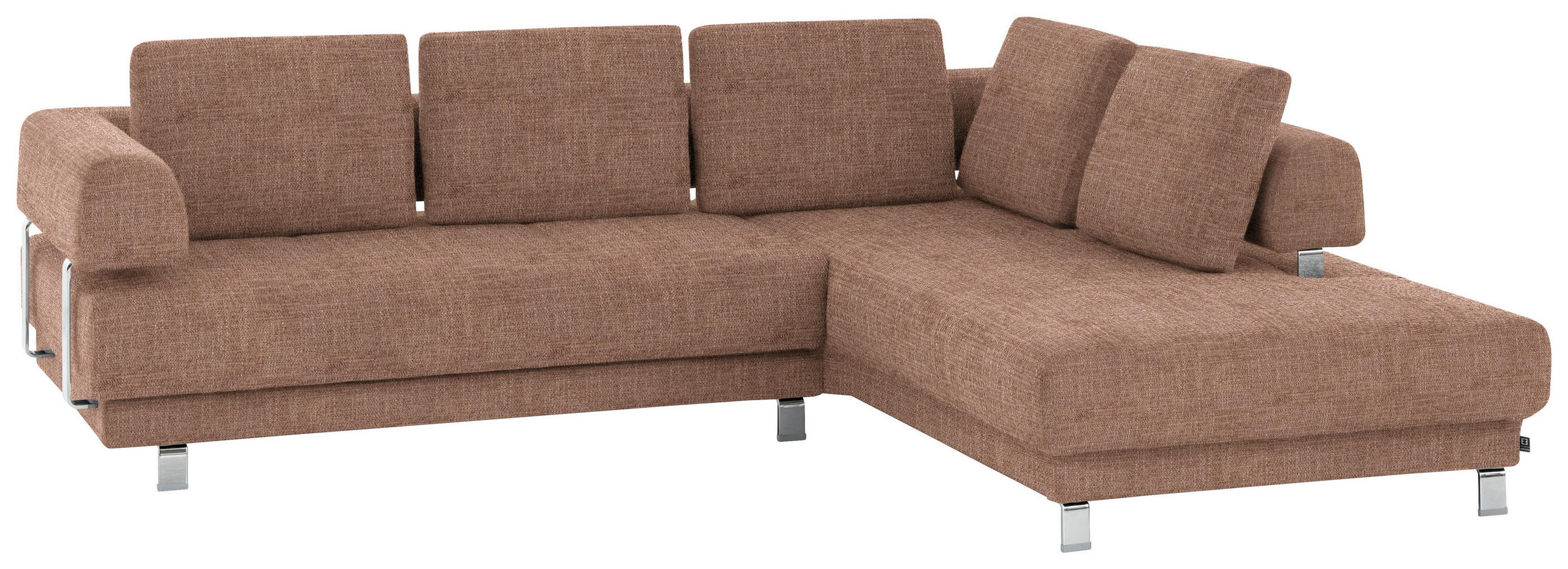 ECKSOFA Hellbraun Chenille  - Hellbraun, Design, Textil/Metall (277/235cm)