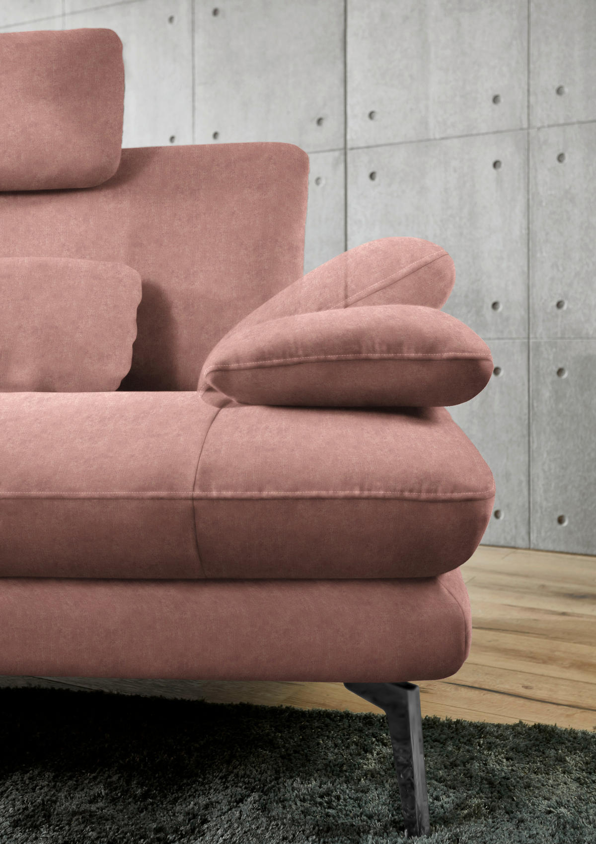 ECKSOFA in Velours Flieder  184/284 cm  - Flieder/Schwarz, Design, Textil/Metall (184/284cm) - Dieter Knoll