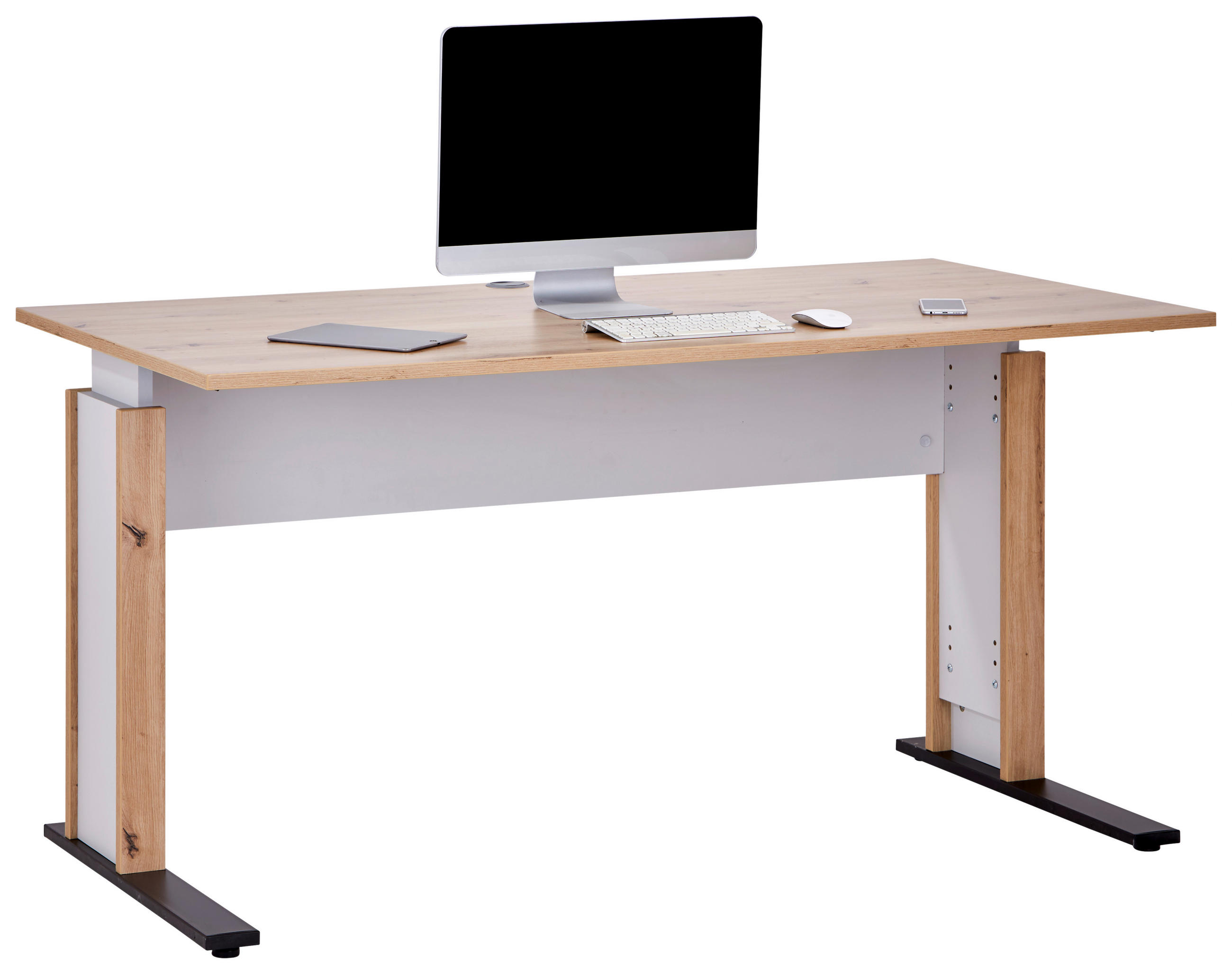 Schreibtisch mit Kabeldurchlass B:160cm H:71,5-80cm Kontor K8