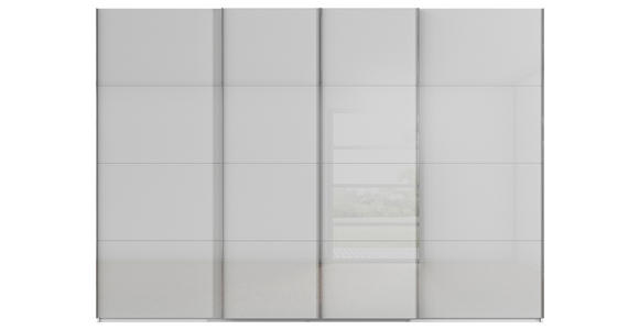 SCHWEBETÜRENSCHRANK 316/223/68 cm 4-türig Weiß, Hellgrau - Chromfarben/Hellgrau, Design, Glas/Holzwerkstoff (316/223/68cm) - Novel