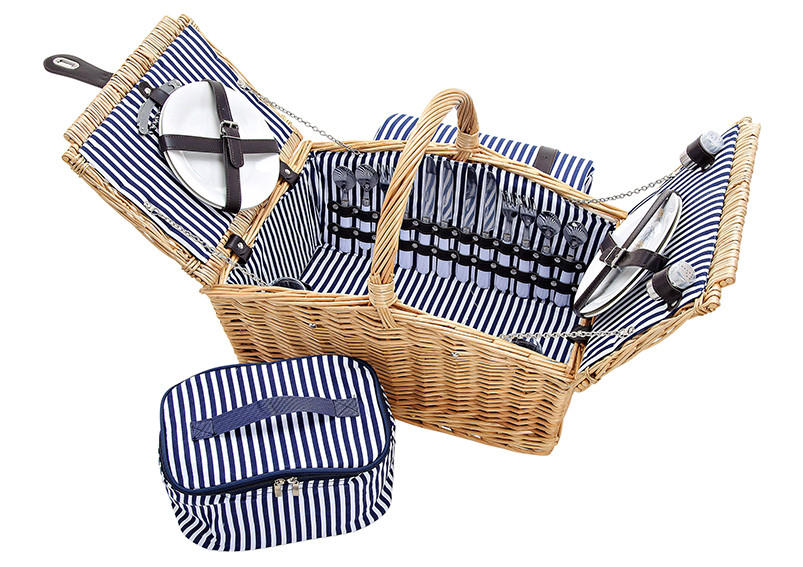 PICKNICKKORB für 4 Personen  - Hellbraun, Basics, Holz/Textil (48/32/40cm)