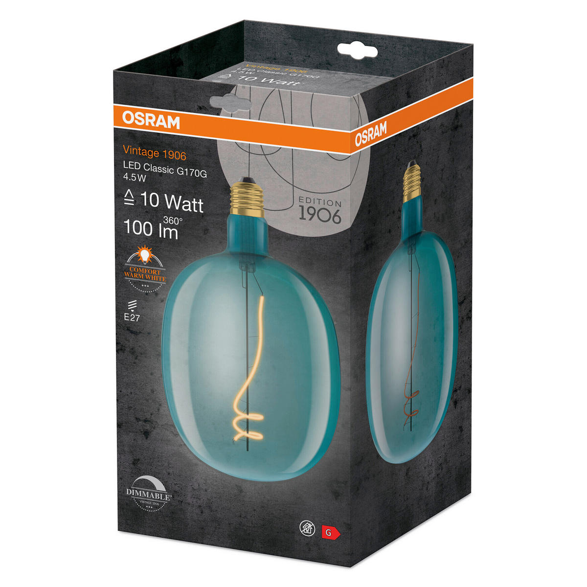 LED-LEUCHTMITTEL   E27 4,5 W  - Blau, Basics, Glas (17/27cm) - Osram
