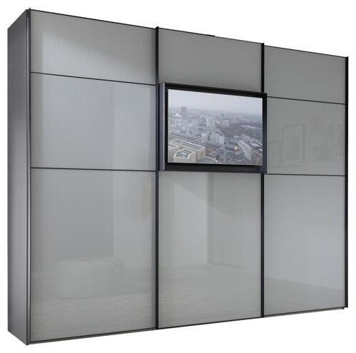 SCHWEBETÜRENSCHRANK in Grau  - Schwarz/Grau, Design, Glas/Holzwerkstoff (298/240/68cm) - Moderano