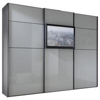 SCHWEBETÜRENSCHRANK in Grau  - Schwarz/Grau, Design, Glas/Holzwerkstoff (298/240/68cm) - Moderano