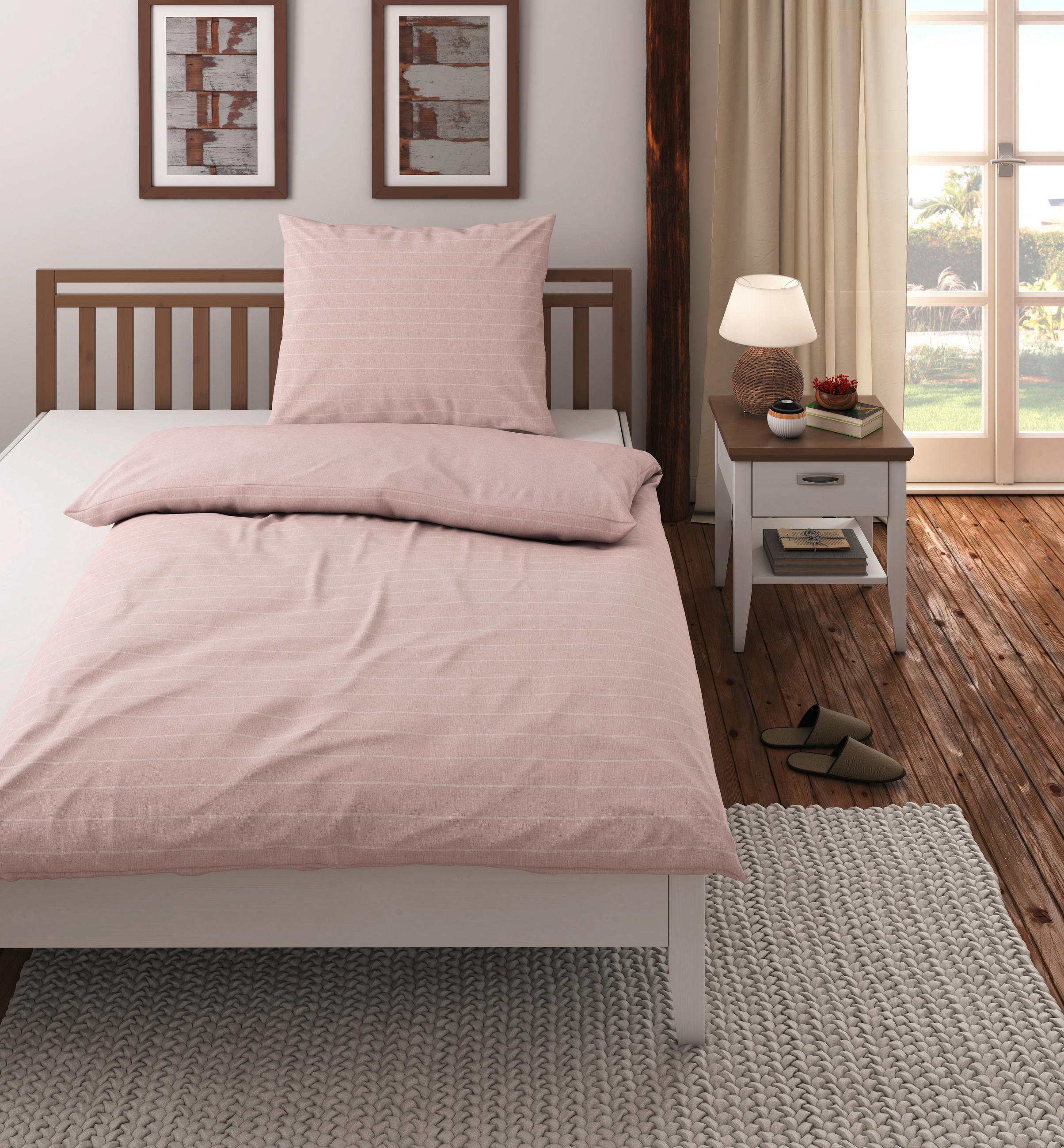 OBOJSTRANNÁ POSTEĽNÁ BIELIZEŇ, renforcé, ružové zlato, 140/220 cm - ružové zlato, Design, textil (140/220cm) - Bio:Vio