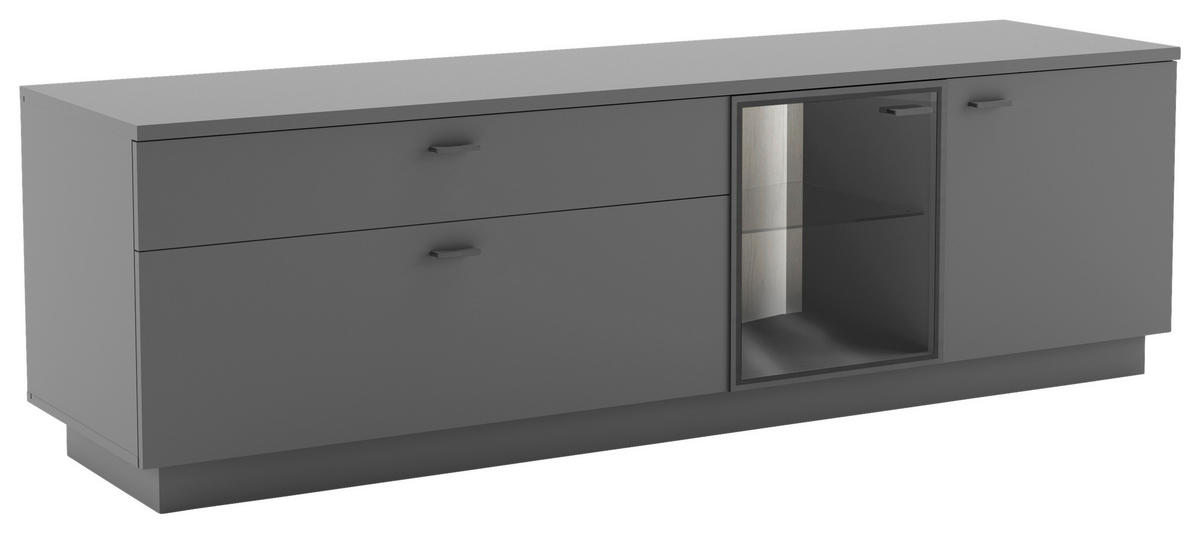 Comodă Tv 190/59/50 cm  - argintiu/gri, Design, plastic/sticlă (190/59/50cm) - Livetastic