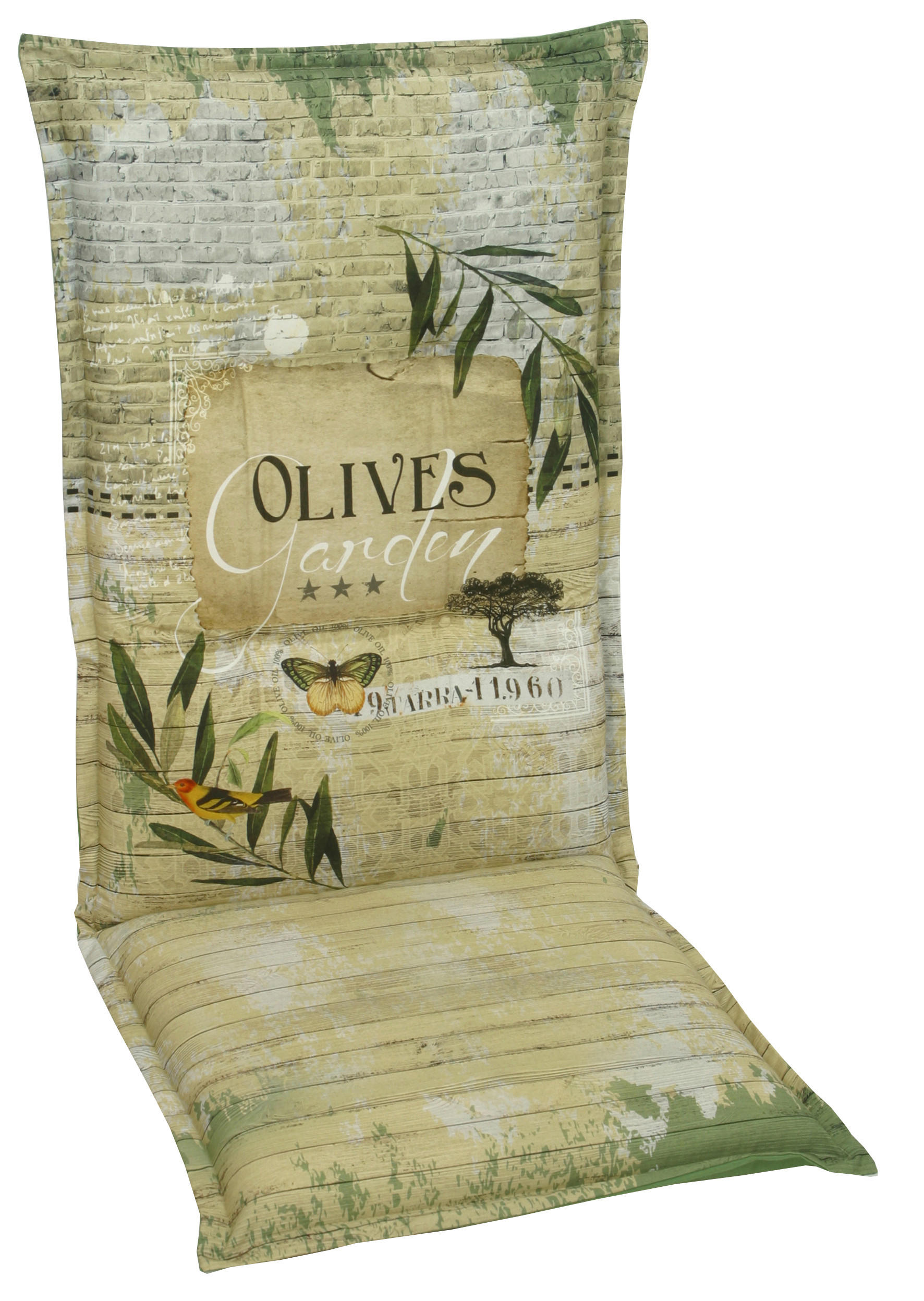 SESSELAUFLAGE in Grün, Beige  - Beige/Grün, KONVENTIONELL, Textil (120/50/8cm)
